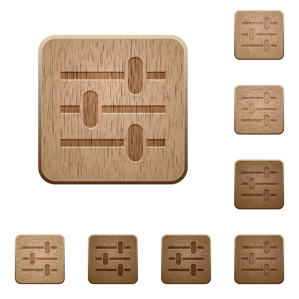 Adjustment Rounded Square Carved Wooden Button Styles — Stock Vector