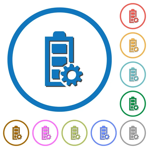 Napájení Řízení Plochý Barevný Vektorové Ikony Stíny Kulaté Obrysy Bílém — Stockový vektor