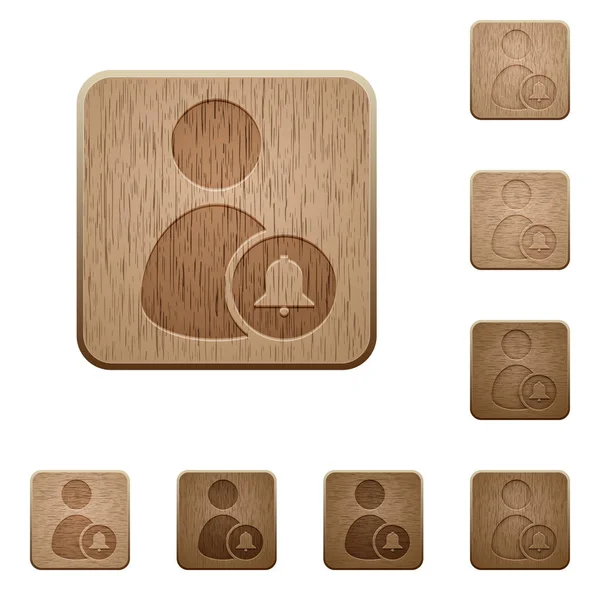 Notify User Rounded Square Carved Wooden Button Styles — Stock Vector