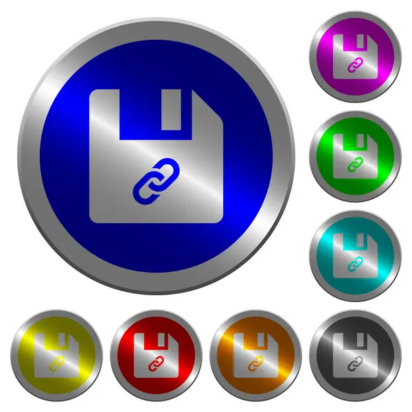 ファイル添付ファイル アイコン丸い鋼光のコインのような色のボタン — ストックベクタ