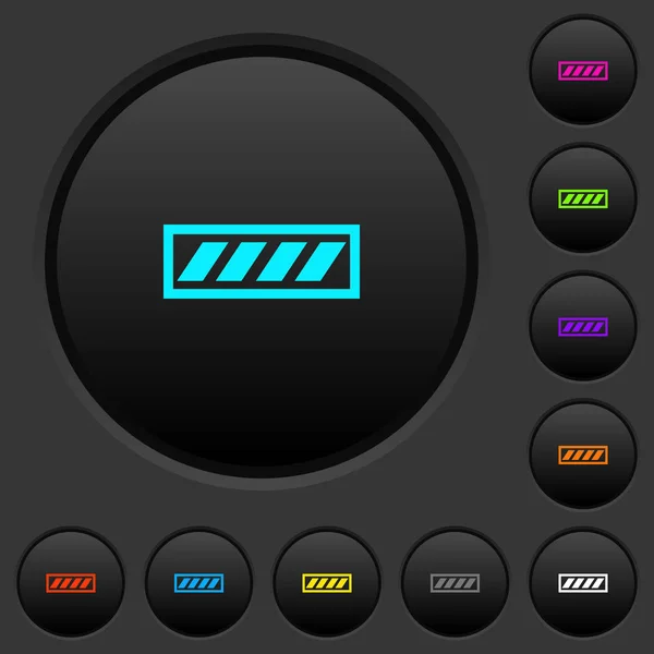 Progress Bar Dark Push Buttons Vivid Color Icons Dark Grey — Stock Vector