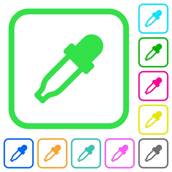 Selector Color Iconos Planos Colores Vivos Bordes Curvos Sobre Fondo — Vector de stock