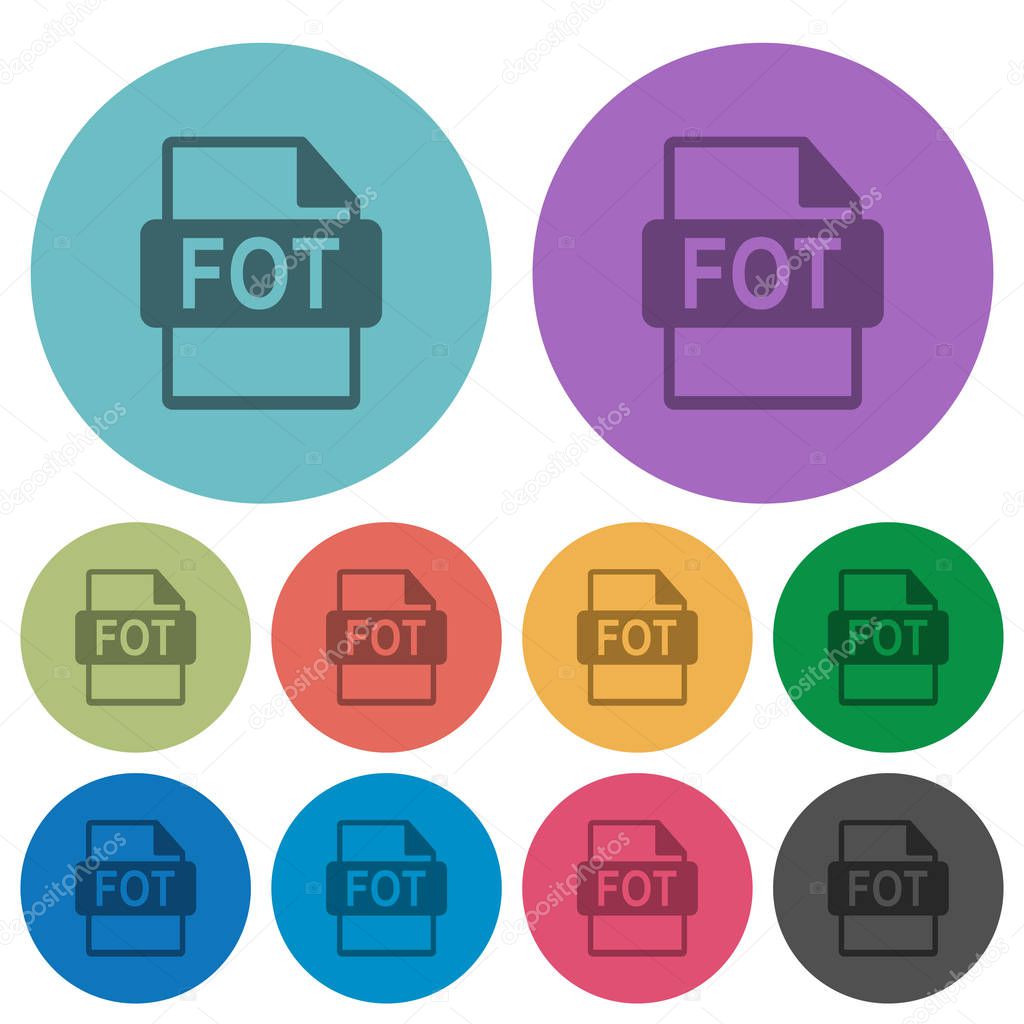 FOT file format darker flat icons on color round background