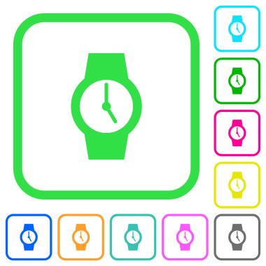 Beyaz arka plan üzerinde eğri sınırları içinde canlı renkli düz simgeler izle