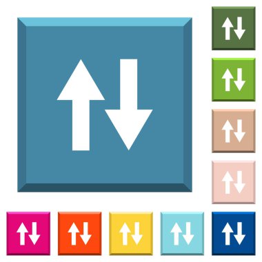 Beyaz simgeleri çeşitli moda renklerde ucu keskin kare düğmeleri veri trafik