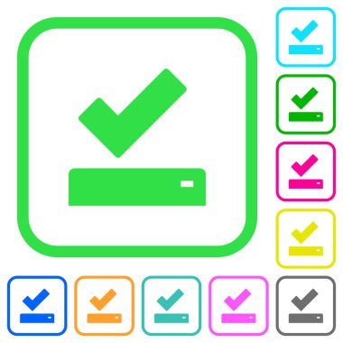 Canlı renkli düz simgeler eğri sınırları içinde beyaz arka plan üzerinde başarıyla kaydedildi