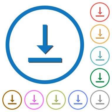 Dikey hizalama alt düz renk vektör simgeler beyaz arka plan üzerinde yuvarlak özetliyor gölgelerde ile