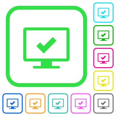 Görüntü ayarları canlı renkli düz simgeler beyaz arka plan üzerinde eğri sınırları içinde kabul