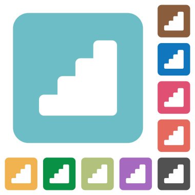 Merdiven beyaz düz simgeler renk üzerinde yuvarlak kare arka planlar