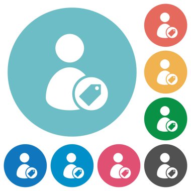 Kullanıcı düz beyaz simgeler yuvarlak renkli arka planlar üzerinde etiketleme