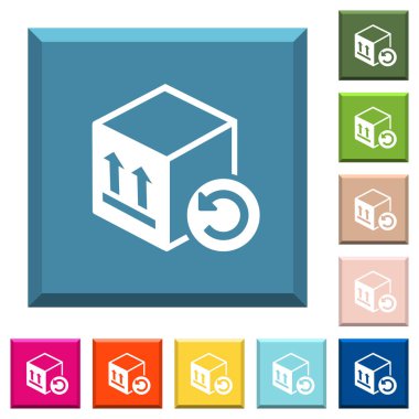 Paketi geri döndürün beyaz simgeleri çeşitli moda renklerde ucu keskin kare düğmeleri