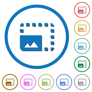 Beyaz arka plan üzerinde yuvarlak özetliyor gölgelerde ile fotoğraf düz renk vektör simgeleri büyütmek