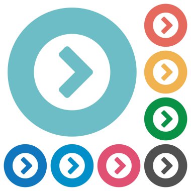 Chevron değil düz beyaz simgeleri yuvarlak renkli arka planlar