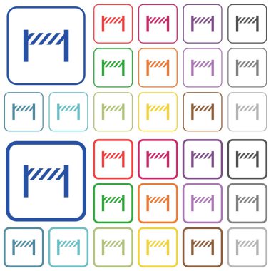 Yolun kapatılması çit renk düz simgeler Yuvarlatılmış kare kare. İnce ve kalın sürümleri dahil.