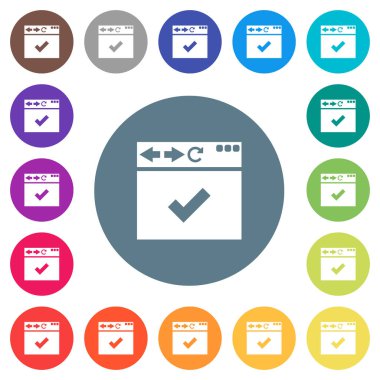 Tarayıcı ok düz beyaz simgeleri yuvarlak renkli arka planlar. 17 arka plan renk değişimleri dahil.