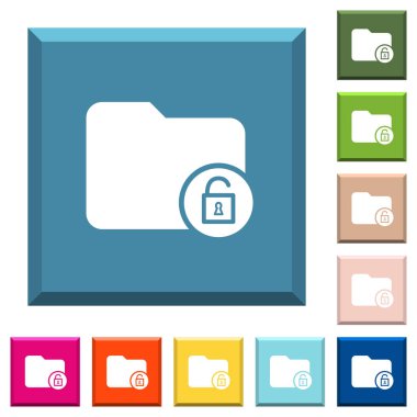 Modaya uygun çeşitli renklerde ucu keskin kare düğmeler üzerinde dizin beyaz simgelerin kilidini açmak