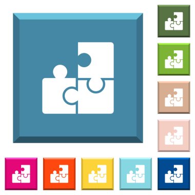 Modaya uygun çeşitli renklerde ucu keskin kare düğmeleri beyaz simgeler bulmacalar