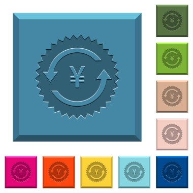 Yen geri ödeme garantisi etiket kazınmış simgeler ucu keskin kare düğmeleri çeşitli moda renk