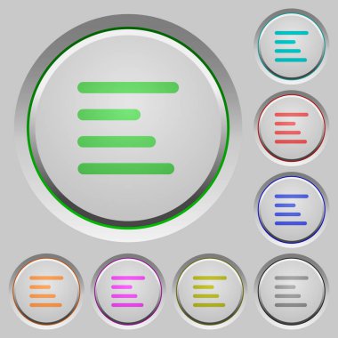 Metni sol renk simgeleri batırıldı tuşlar üzerinde hizalama