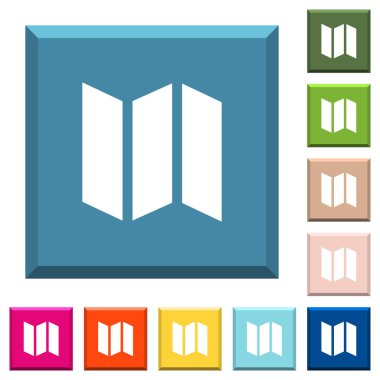 Katlanır harita beyaz simgeleri çeşitli moda renklerde ucu keskin kare düğmeleri