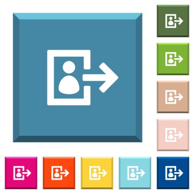 Kullanıcı oturum kapatma beyaz simgeleri çeşitli moda renklerde ucu keskin kare düğmeleri