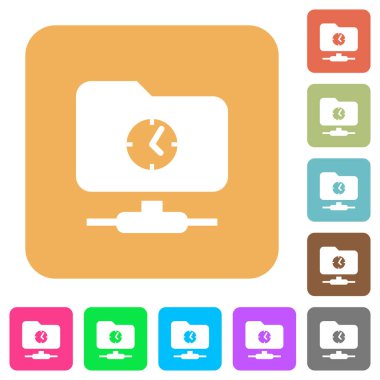 Yuvarlatılmış kare canlı renkli arka planlar hızlı Ftp düz simgeleri.