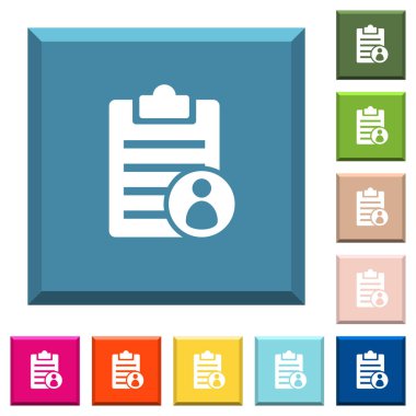 Not sahibi beyaz simgeleri çeşitli moda renklerde ucu keskin kare düğmeleri