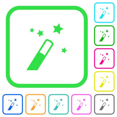 Beyaz arka plan üzerinde eğri sınırları içinde düz simgeler uygulama Sihirbazı canlı renkte