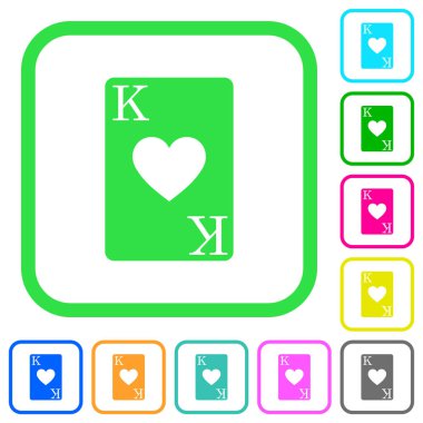 Kral simgelerin kalpler kartı canlı renkli düz beyaz arka plan üzerinde eğri sınırları içinde