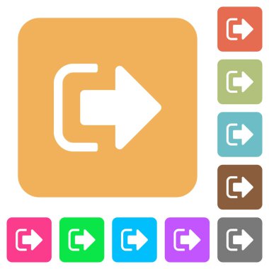 Yuvarlatılmış kare canlı renkli arka planlar üzerinde düz simgeleri dışarı oturum.