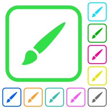 Beyaz arka plan üzerinde eğri sınırları fırça canlı renkli düz simgeler