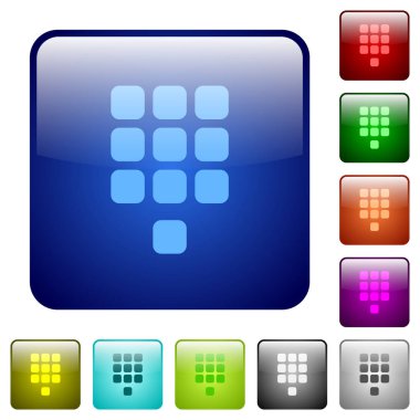 Yuvarlatılmış kare renk parlak düğme kümesi Pad simgeler çevirin