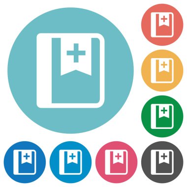 Yuvarlak renkli arka planlar üzerinde düz beyaz simgeler imi