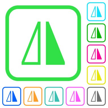 Beyaz arka plan üzerinde eğri sınırları içinde yatay canlı renkli düz simgeler çevirin