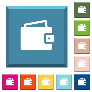 Tek cüzdan beyaz simgeleri çeşitli moda renklerde ucu keskin kare düğmeleri