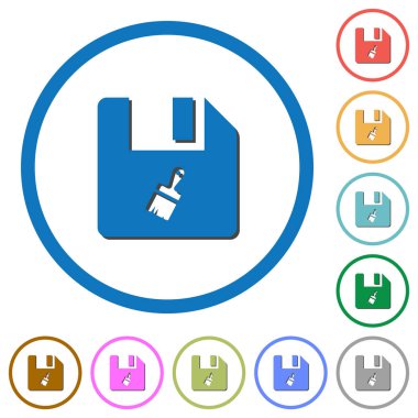 Yuvarlak hamur dosya düz renk vektör simgeler gölgelerde ile özetliyor beyaz arka plan üzerinde