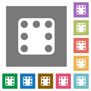 Domino yedi düz simgeler basit kare arka planlar renk