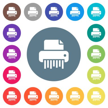 Ofis parçalayıcı düz beyaz simgeleri yuvarlak renkli arka planlar. 17 arka plan renk değişimleri dahil.