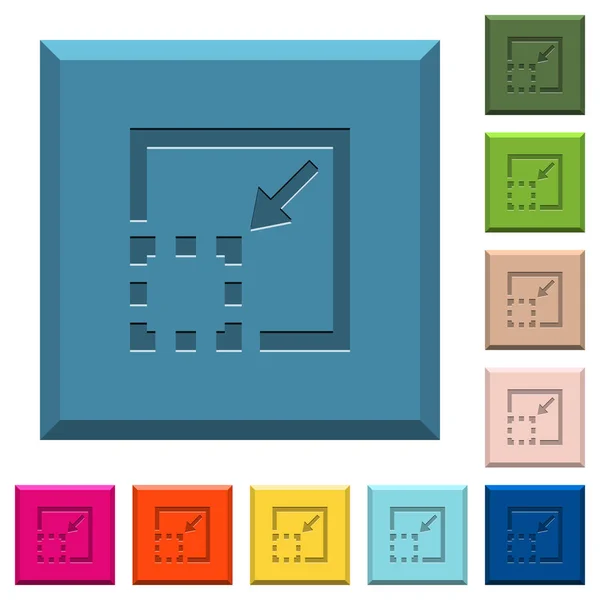Ελαχιστοποίηση Στοιχείο Χαραγμένο Εικόνες Κομμένες Τετράγωνα Κουμπιά Διάφορα Μοντέρνα Χρώματα — Διανυσματικό Αρχείο