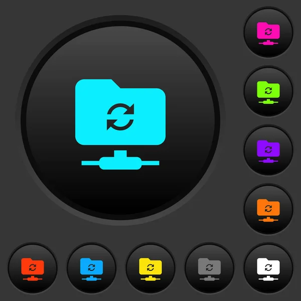 Refresh Ftp Dark Push Buttons Vivid Color Icons Dark Grey — Stock Vector
