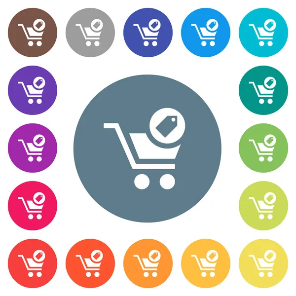 Ürünü satın özellikleri yuvarlak renkli arka planlar üzerinde düz beyaz simgeler. 17 arka plan renk değişimleri dahil.