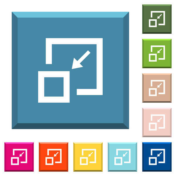 Уменьшение окна белые иконки на краях квадратные кнопки в различных модных цветов
