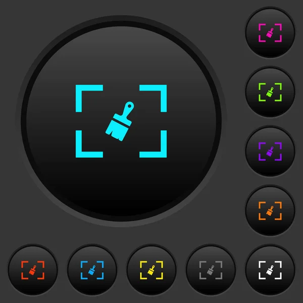 Camera Sensor Cleaning Dark Push Buttons Vivid Color Icons Dark — Stock Vector