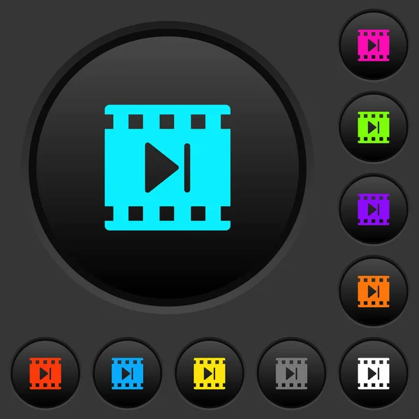 Следующий Фильм Темные Кнопки Нажатия Яркими Цветовыми Иконками Темно Сером — стоковый вектор
