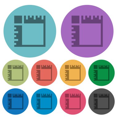 Yuvarlak tuval cetveller koyu düz simgeler renk arka plan