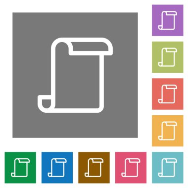 Boş kağıt kaydırma düz simgeler basit renkli kare arka planlar üzerinde