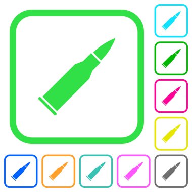 Kurşun tüfek cephane canlı renkli düz simgeler beyaz arka plan üzerinde eğri sınırları içinde