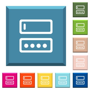 Girerek oturum açma adı ve parola simgeleri çeşitli moda renklerde ucu keskin kare düğmeleri beyaz