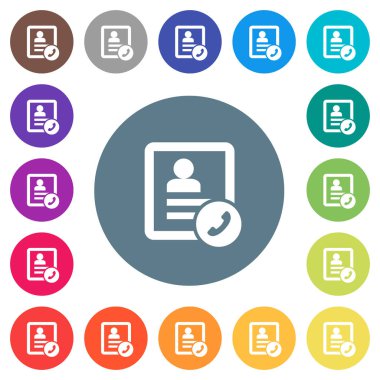 İlgili kişi düz beyaz simgeler yuvarlak renkli arka planlar üzerinde ara. 17 arka plan renk değişimleri dahil.