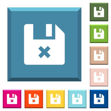 Beyaz dosya simgeleri çeşitli moda renklerde ucu keskin kare düğmeleri iptal